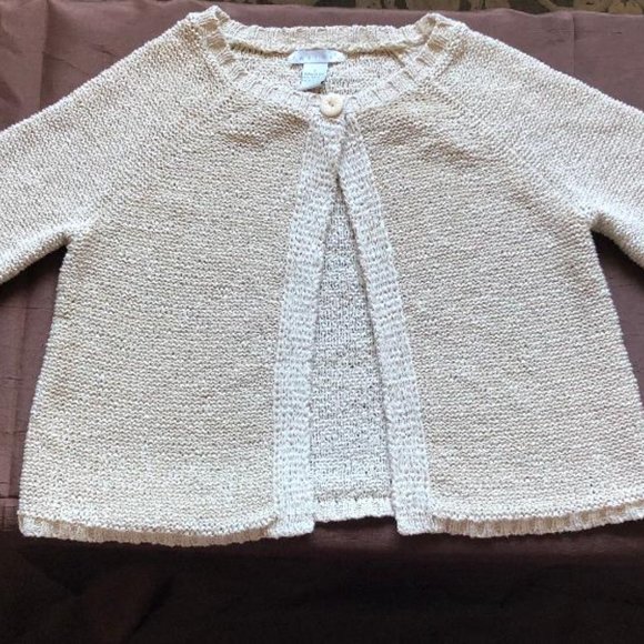HOST PICK, Tweeds, Sweater, Small, Cream, Open/Bolero Style, w/3/4 bell sleeves - Picture 2 of 6